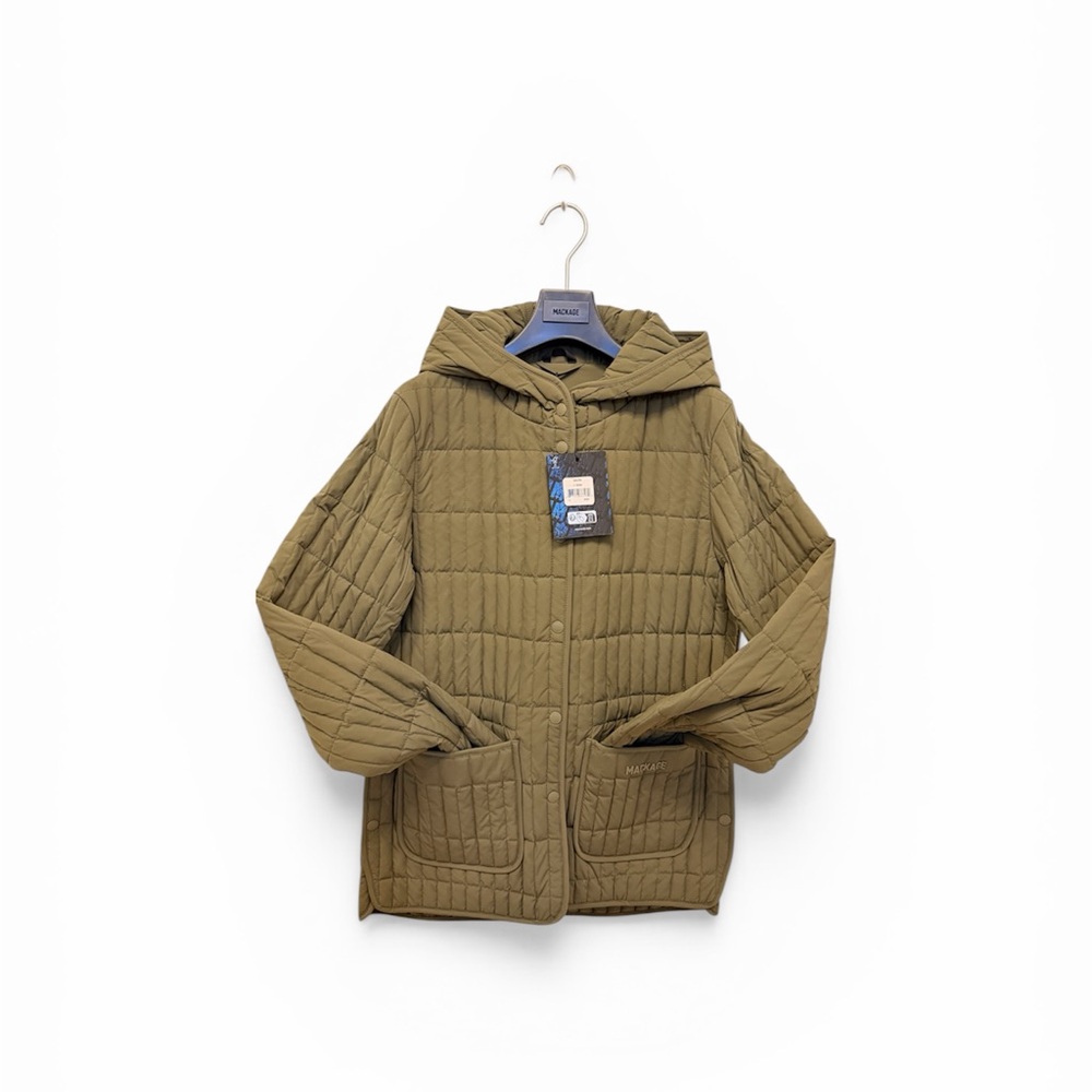 Mackage Olive Green Quilted Hooded Kids Jacket